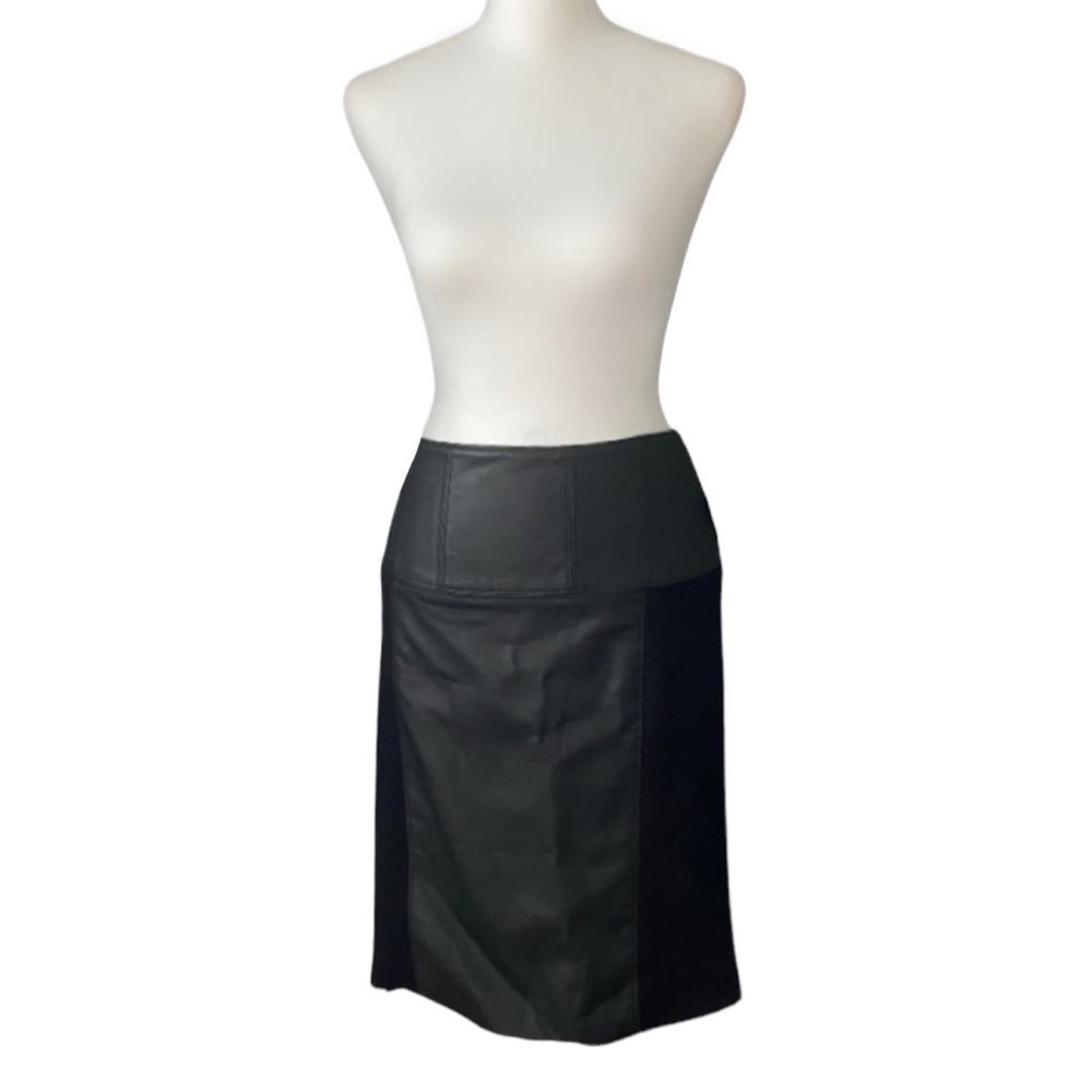 NWT Vintage 90s / Y2K Vegan Leather Panel High Waist Skirt size women’s 6